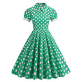 Women 1950s Vintage Polka Dot Swing Dress A-line Cocktail Dresses Green