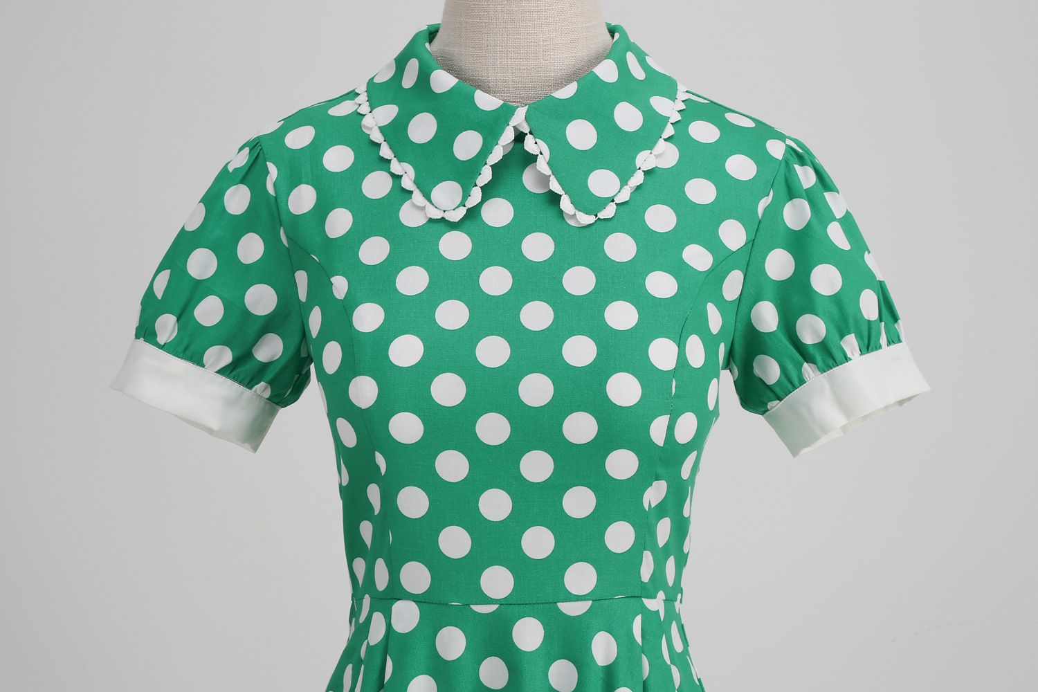 Women 1950s Vintage Polka Dot Swing Dress A-line Cocktail Dresses Green