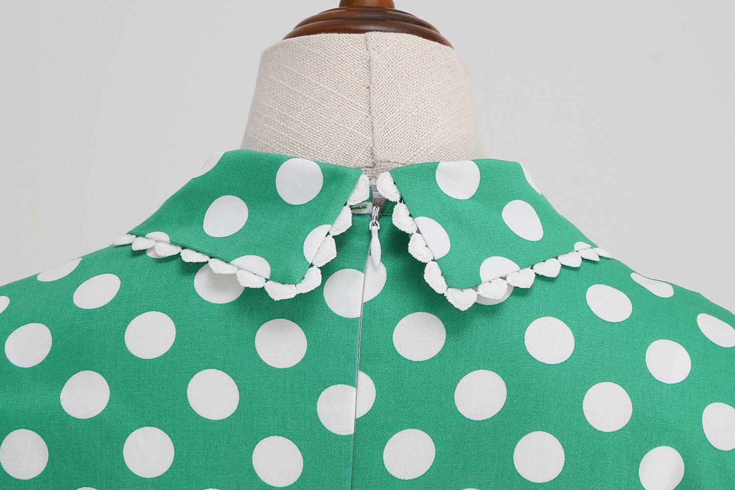 Women 1950s Vintage Polka Dot Swing Dress A-line Cocktail Dresses Green