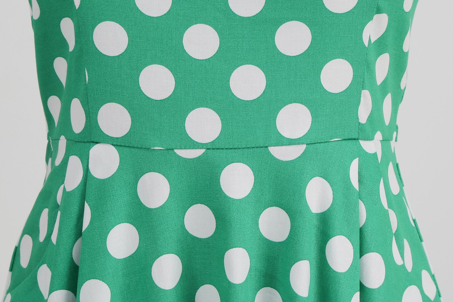 Women 1950s Vintage Polka Dot Swing Dress A-line Cocktail Dresses Green