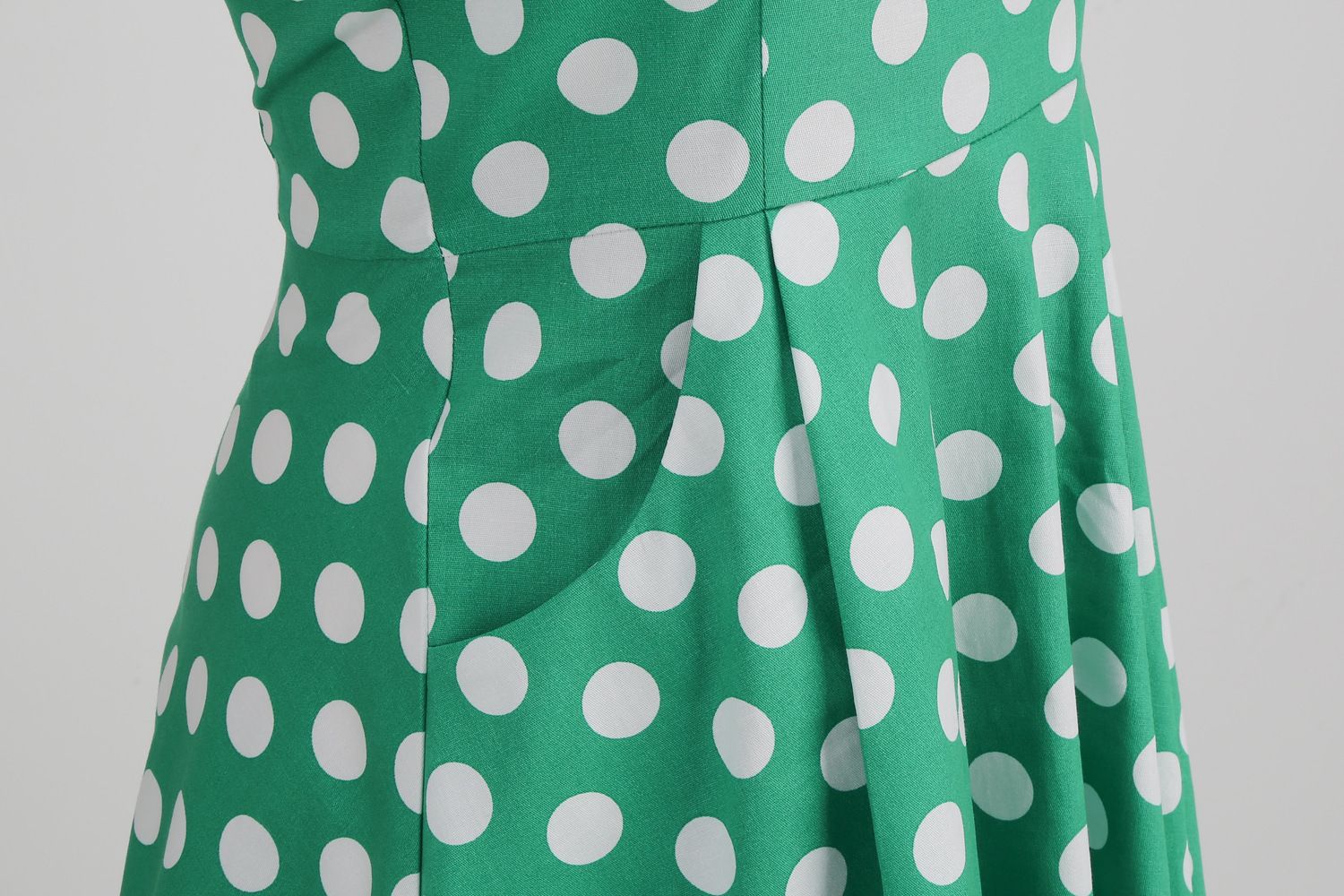 Women 1950s Vintage Polka Dot Swing Dress A-line Cocktail Dresses Green
