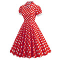 Women 1950s Vintage Polka Dot Swing Dress A-line Cocktail Dresses Red