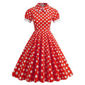 Women 1950s Vintage Polka Dot Swing Dress A-line Cocktail Dresses Red
