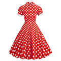 Women 1950s Vintage Polka Dot Swing Dress A-line Cocktail Dresses Red