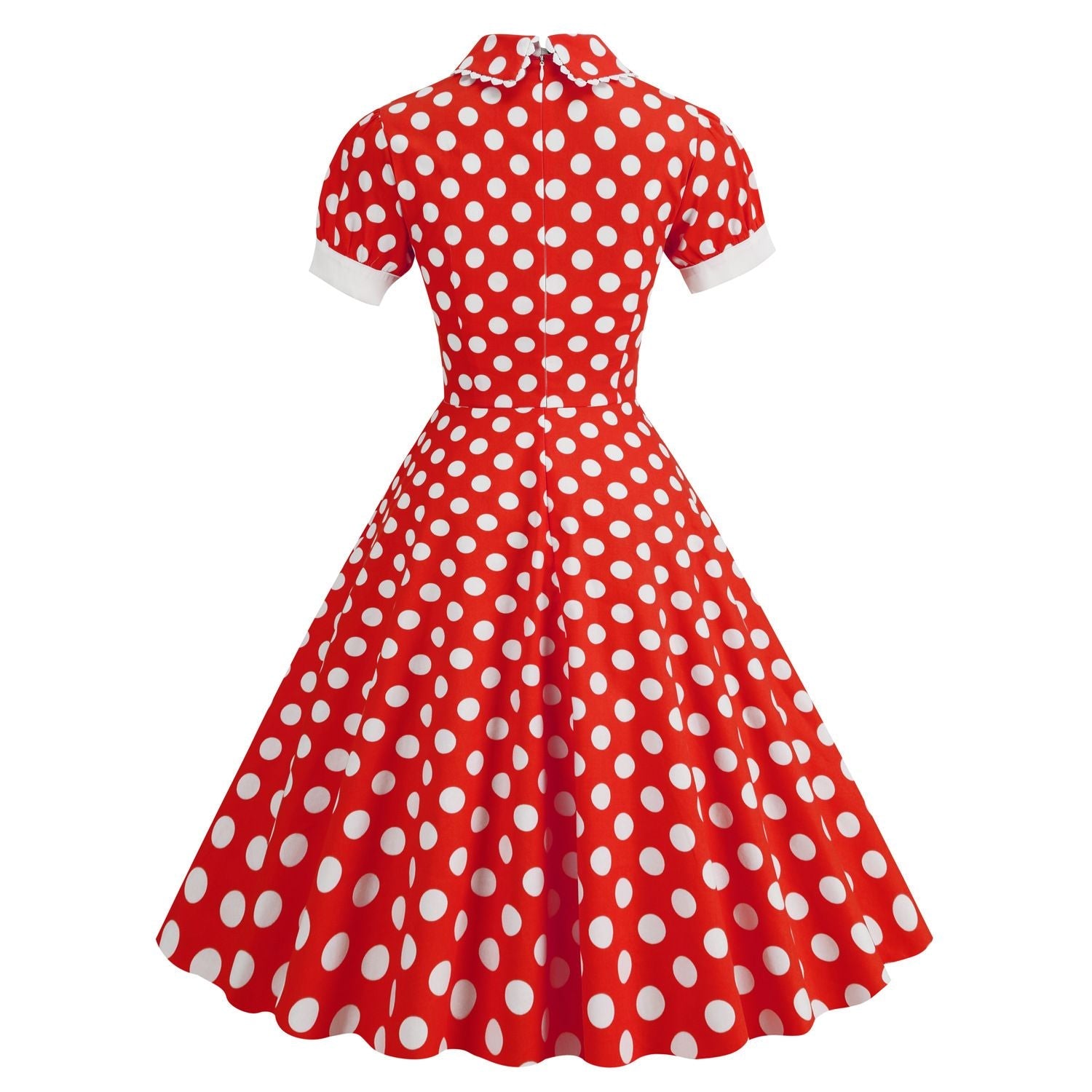 Women 1950s Vintage Polka Dot Swing Dress A-line Cocktail Dresses Red
