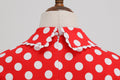 Women 1950s Vintage Polka Dot Swing Dress A-line Cocktail Dresses Red