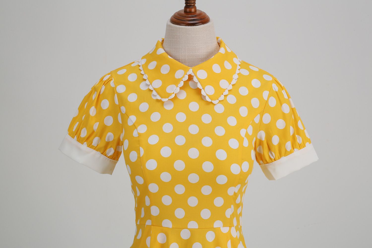 Women 1950s Vintage Polka Dot Swing Dress A-line Cocktail Dresses Yellow