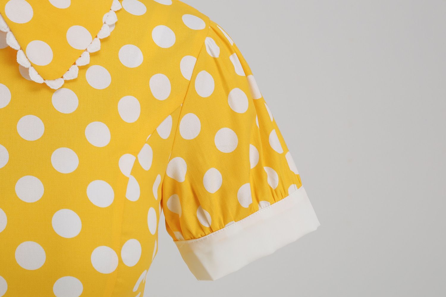 Women 1950s Vintage Polka Dot Swing Dress A-line Cocktail Dresses Yellow