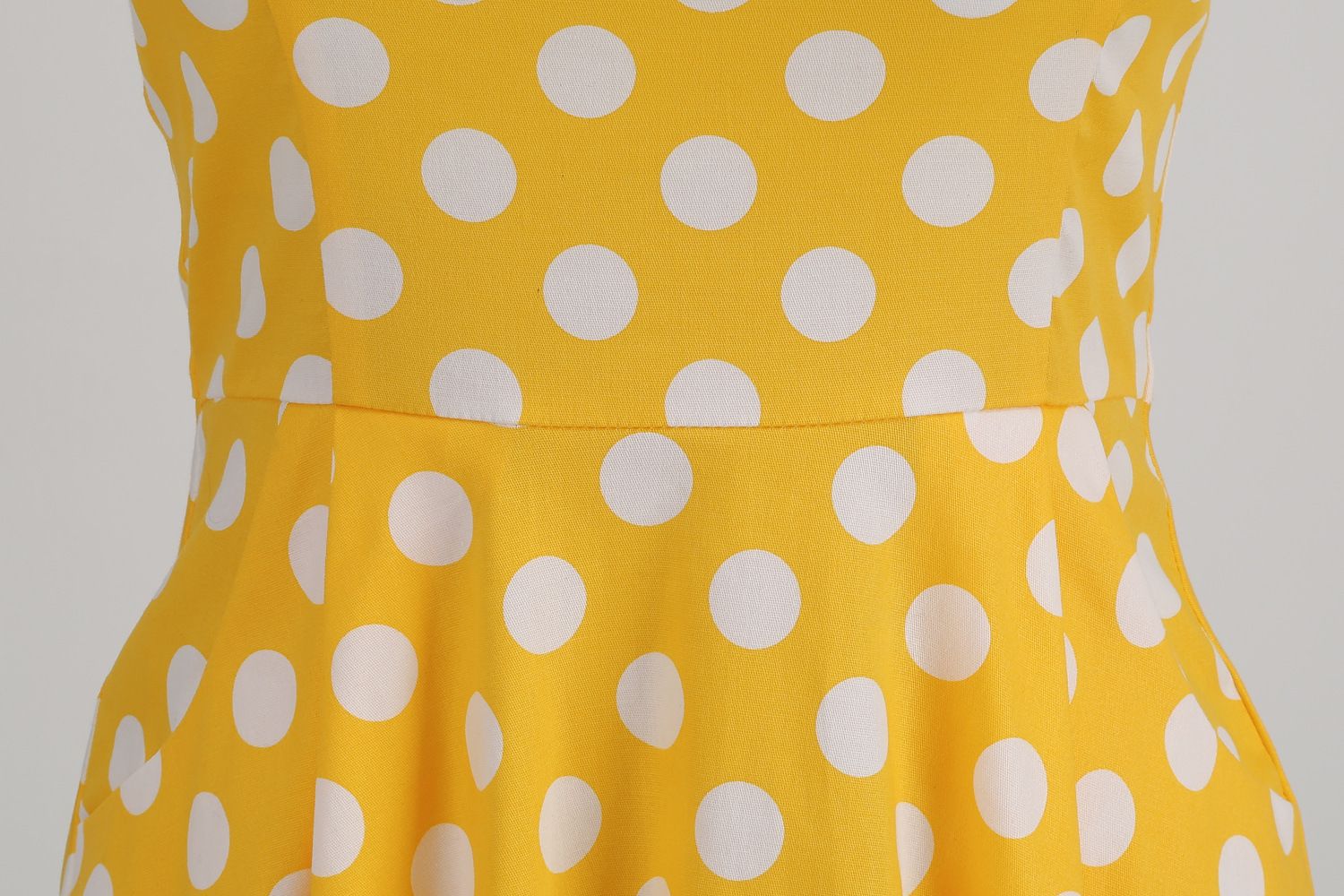 Women 1950s Vintage Polka Dot Swing Dress A-line Cocktail Dresses Yellow