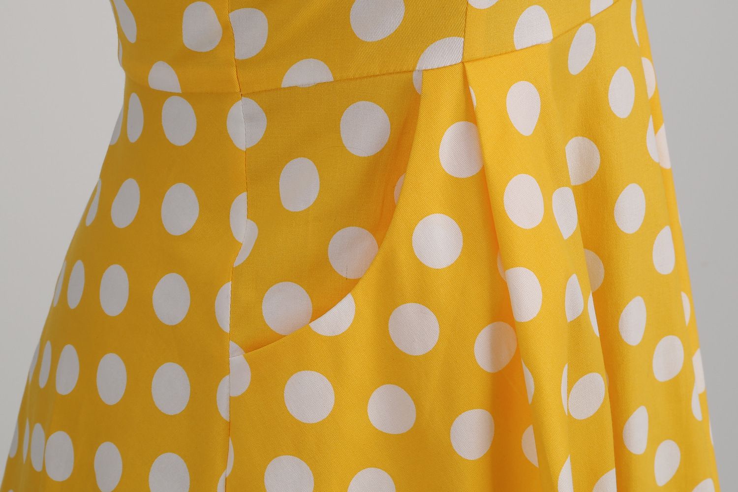 Women 1950s Vintage Polka Dot Swing Dress A-line Cocktail Dresses Yellow