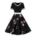 Women 1950s Vintage Retro Swing A Line Midi Summer Dress Cocktail Party Evening Prom Gown Black