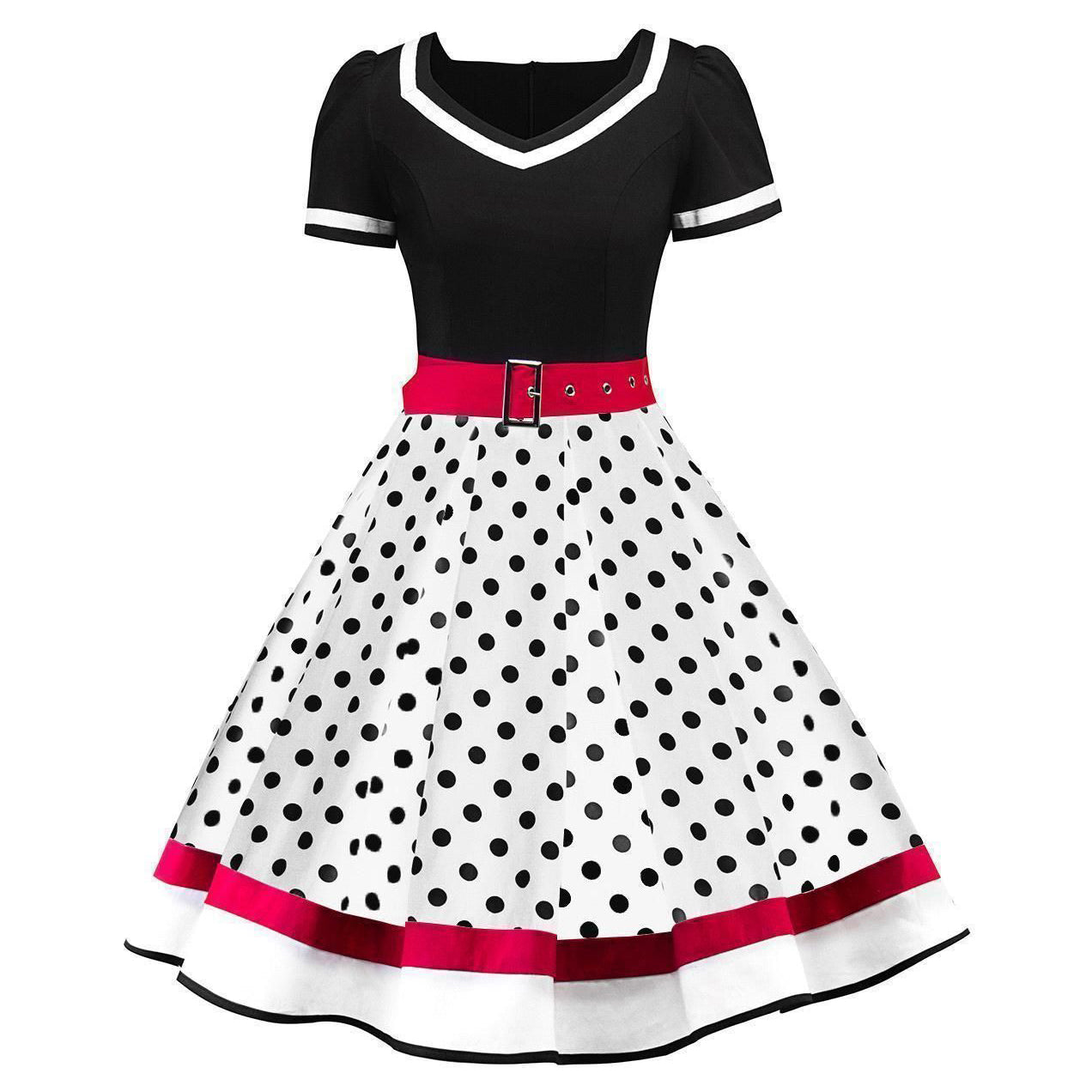 Women 1950s Vintage Retro Swing A Line Midi Summer Dress Cocktail Party Evening Prom Gown White