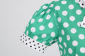 Women 1950s Vintage Short Sleeve Green Polka Dot Dress Evening Prom Gown
