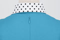 Women 1950s Vintage Short Sleeve Green Polka Dot Dress Evening Prom Gown Blue