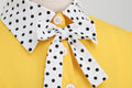 Women 1950s Vintage Short Sleeve Green Polka Dot Dress Evening Prom Gown Yellow