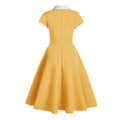 Women 1950s Vintage Style Audrey Hepburn Short Sleeve Rockabilly Gown Yellow
