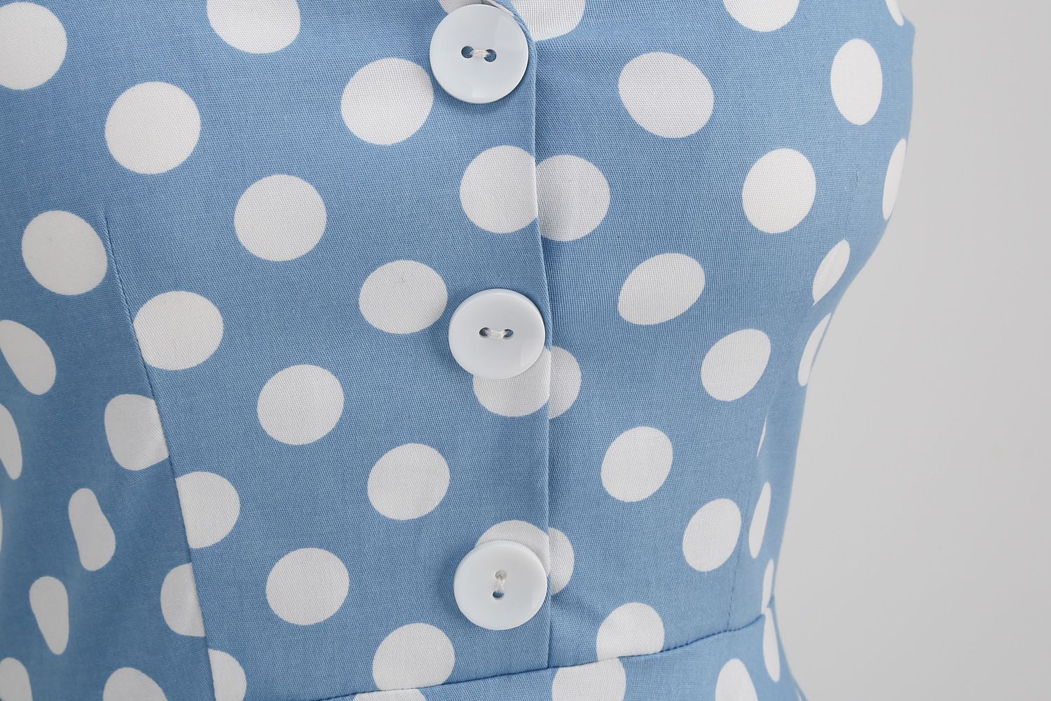 Women 50s Halter Vintage A Line Polka Dot Cocktail Dress Prom Swing Dress Blue