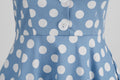 Women 50s Halter Vintage A Line Polka Dot Cocktail Dress Prom Swing Dress Blue