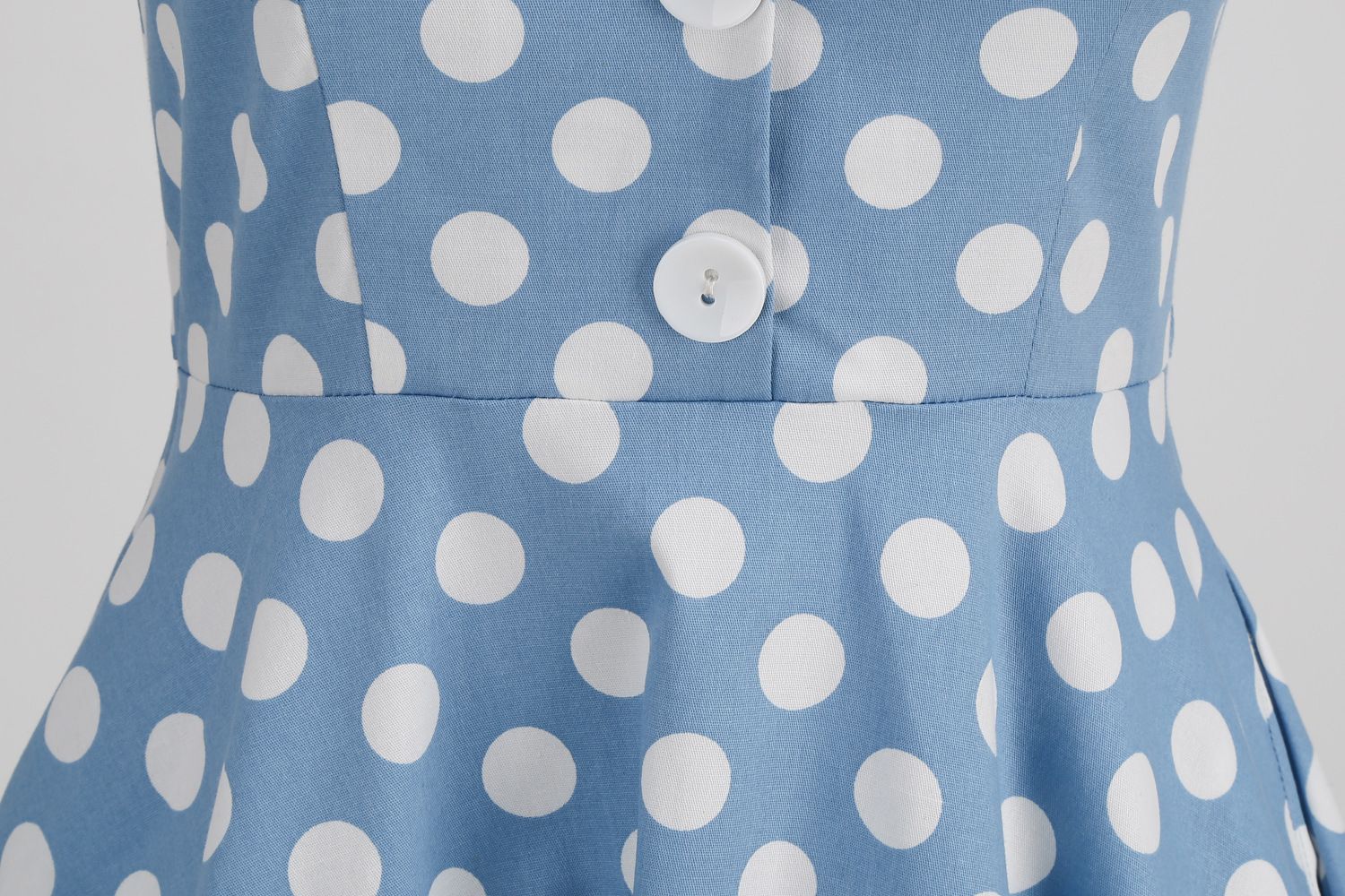 Women 50s Halter Vintage A Line Polka Dot Cocktail Dress Prom Swing Dress Blue