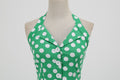 Women 50s Halter Vintage A Line Polka Dot Cocktail Dress Prom Swing Dress Green