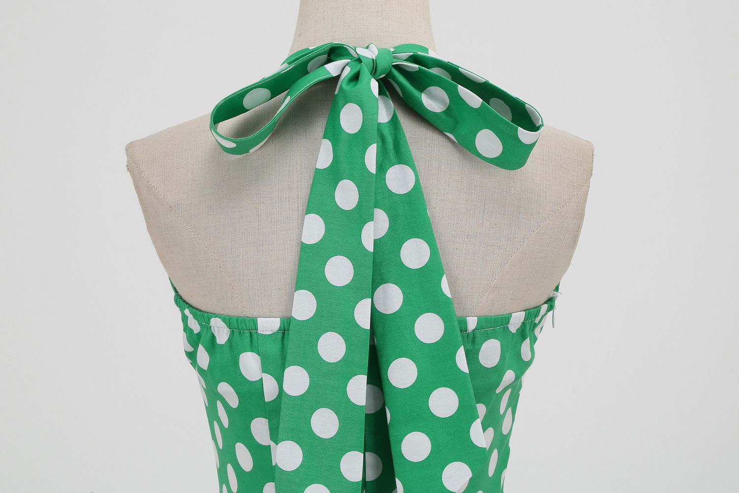 Women 50s Halter Vintage A Line Polka Dot Cocktail Dress Prom Swing Dress Green