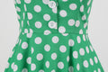 Women 50s Halter Vintage A Line Polka Dot Cocktail Dress Prom Swing Dress Green