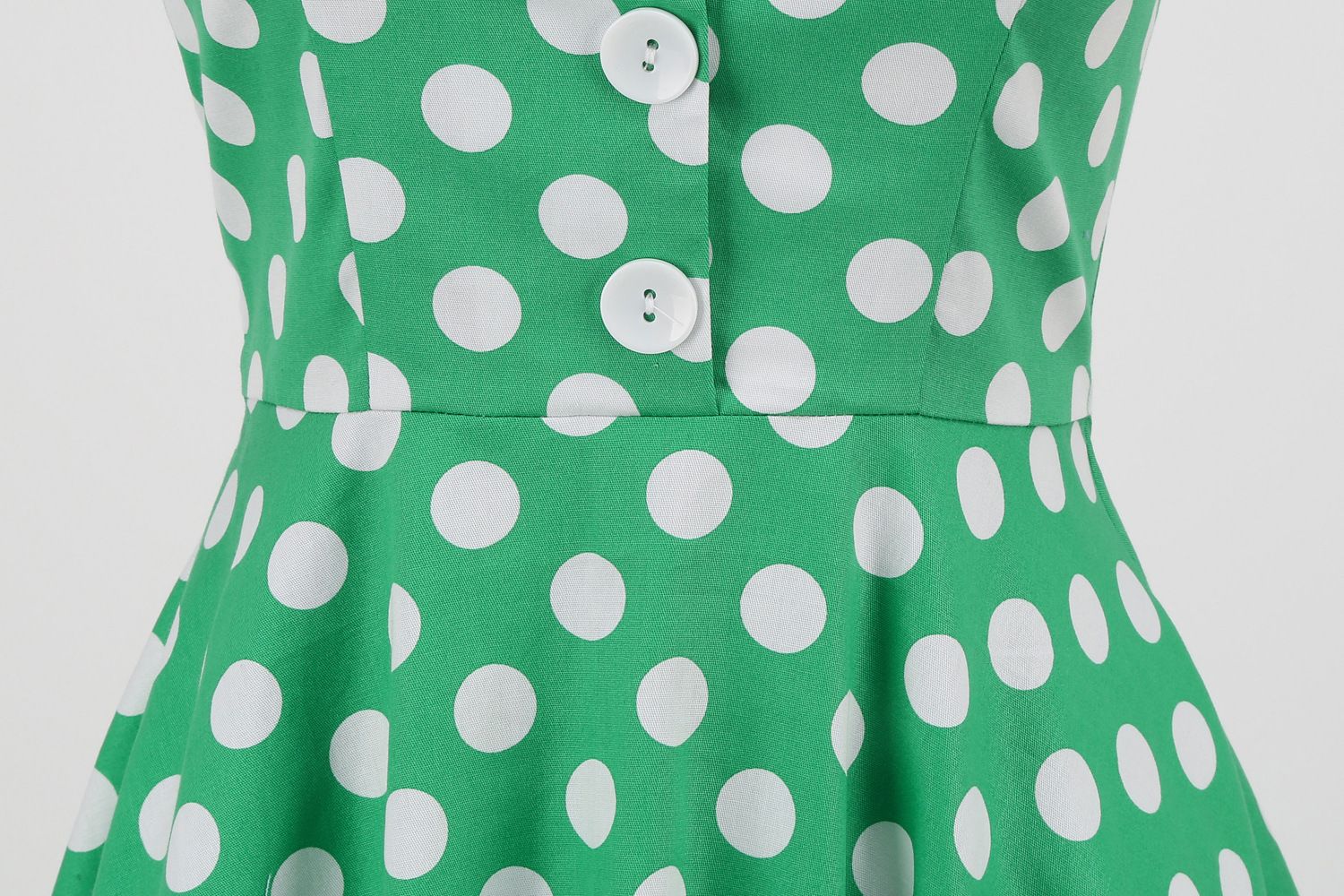 Women 50s Halter Vintage A Line Polka Dot Cocktail Dress Prom Swing Dress Green