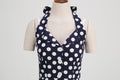Women 50s Halter Vintage A Line Polka Dot Cocktail Dress Prom Swing Dress Navy