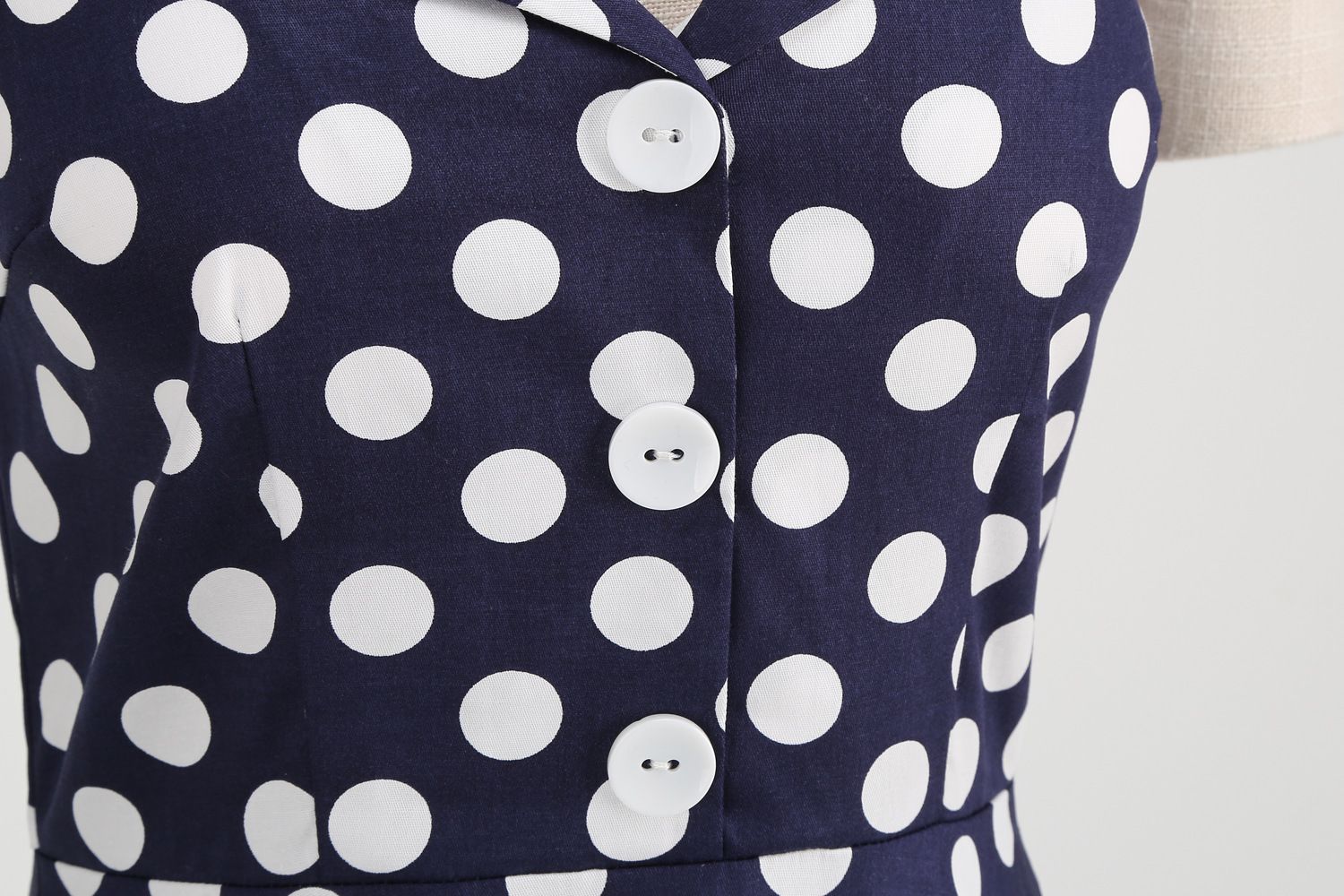 Women 50s Halter Vintage A Line Polka Dot Cocktail Dress Prom Swing Dress Navy