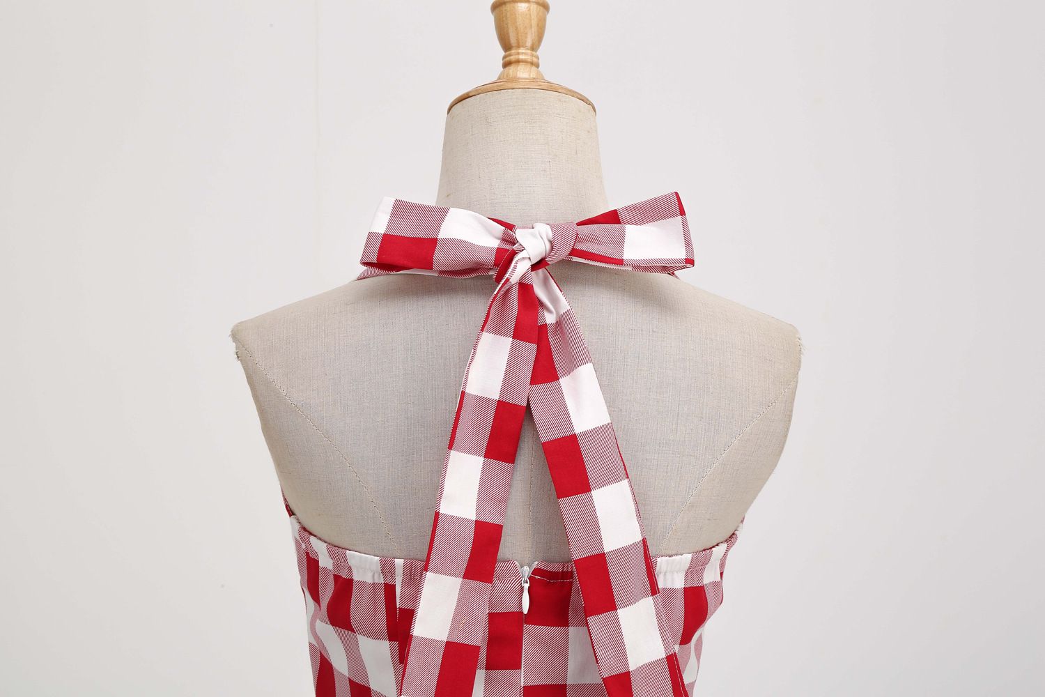 Women 50s Halter Vintage A Line Polka Dot Cocktail Dress Prom Swing Dress Red