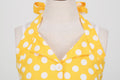Women 50s Halter Vintage A Line Polka Dot Cocktail Dress Prom Swing Dress Yellow
