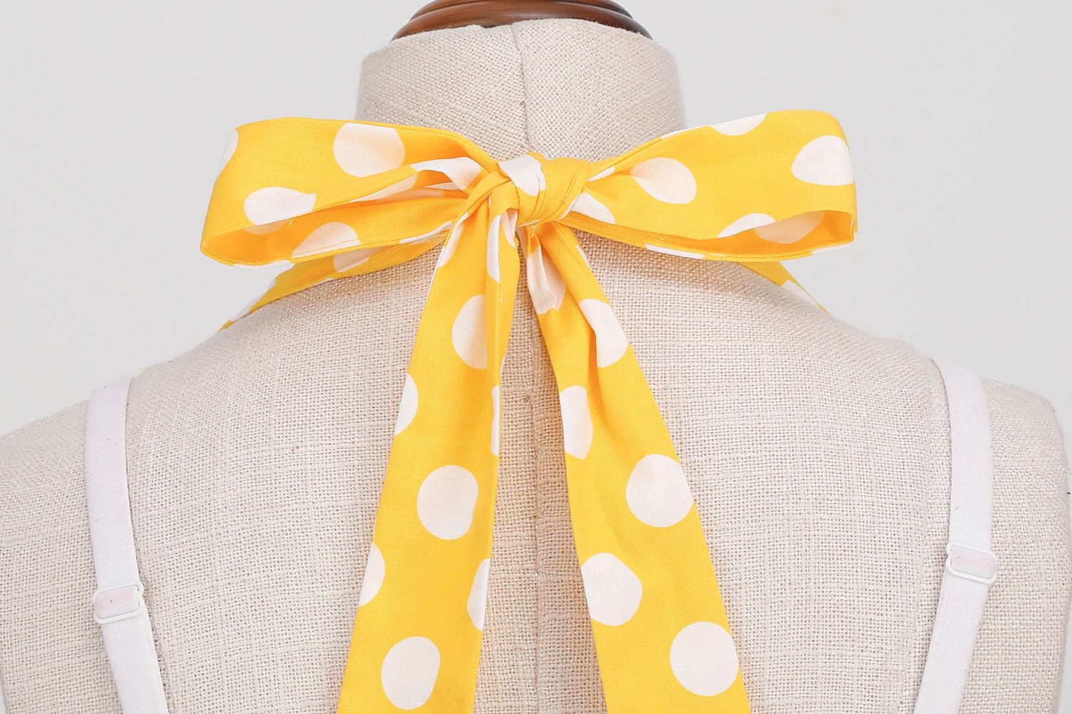 Women 50s Halter Vintage A Line Polka Dot Cocktail Dress Prom Swing Dress Yellow