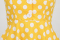 Women 50s Halter Vintage A Line Polka Dot Cocktail Dress Prom Swing Dress Yellow