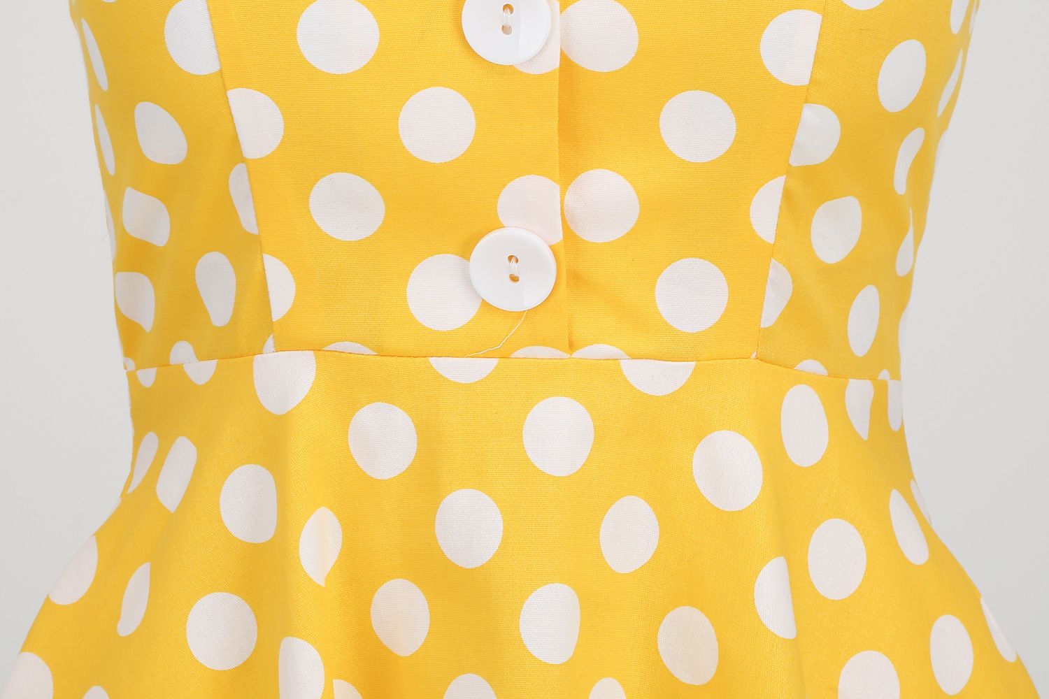 Women 50s Halter Vintage A Line Polka Dot Cocktail Dress Prom Swing Dress Yellow