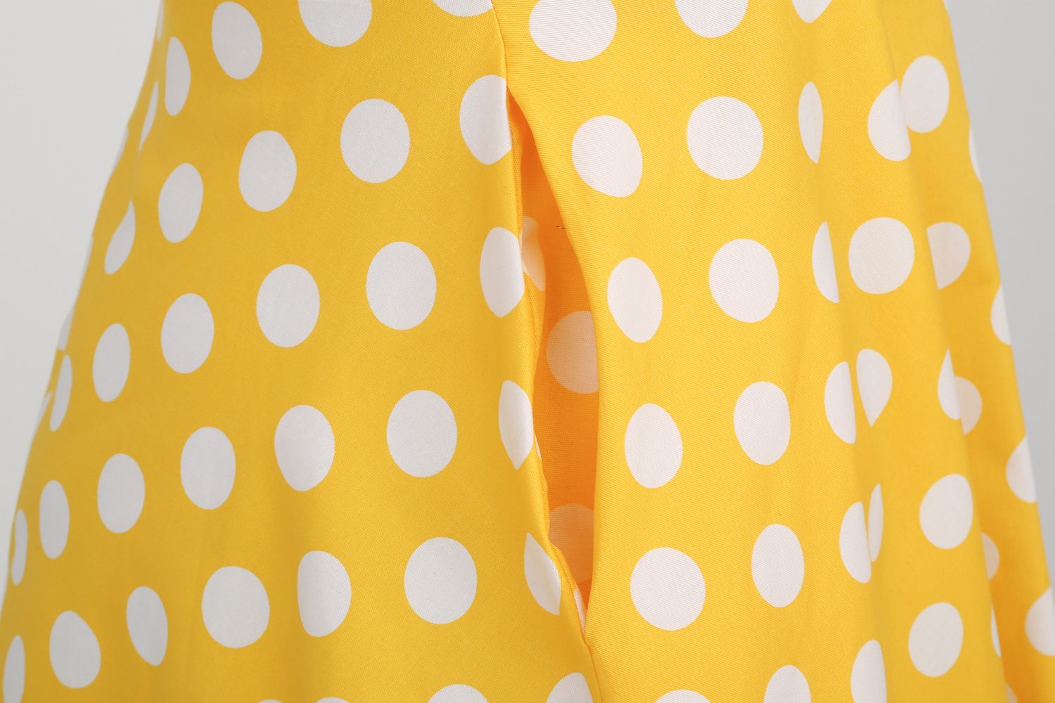 Women 50s Halter Vintage A Line Polka Dot Cocktail Dress Prom Swing Dress Yellow