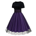 Women 50s Mesh Polka Dot Tulle Dress Swing Rockabilly Dresses Purple