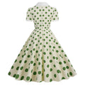 Women 50s Vintage Dresses Green Polka Dot Dress Audrey Hepburn Swing Dress