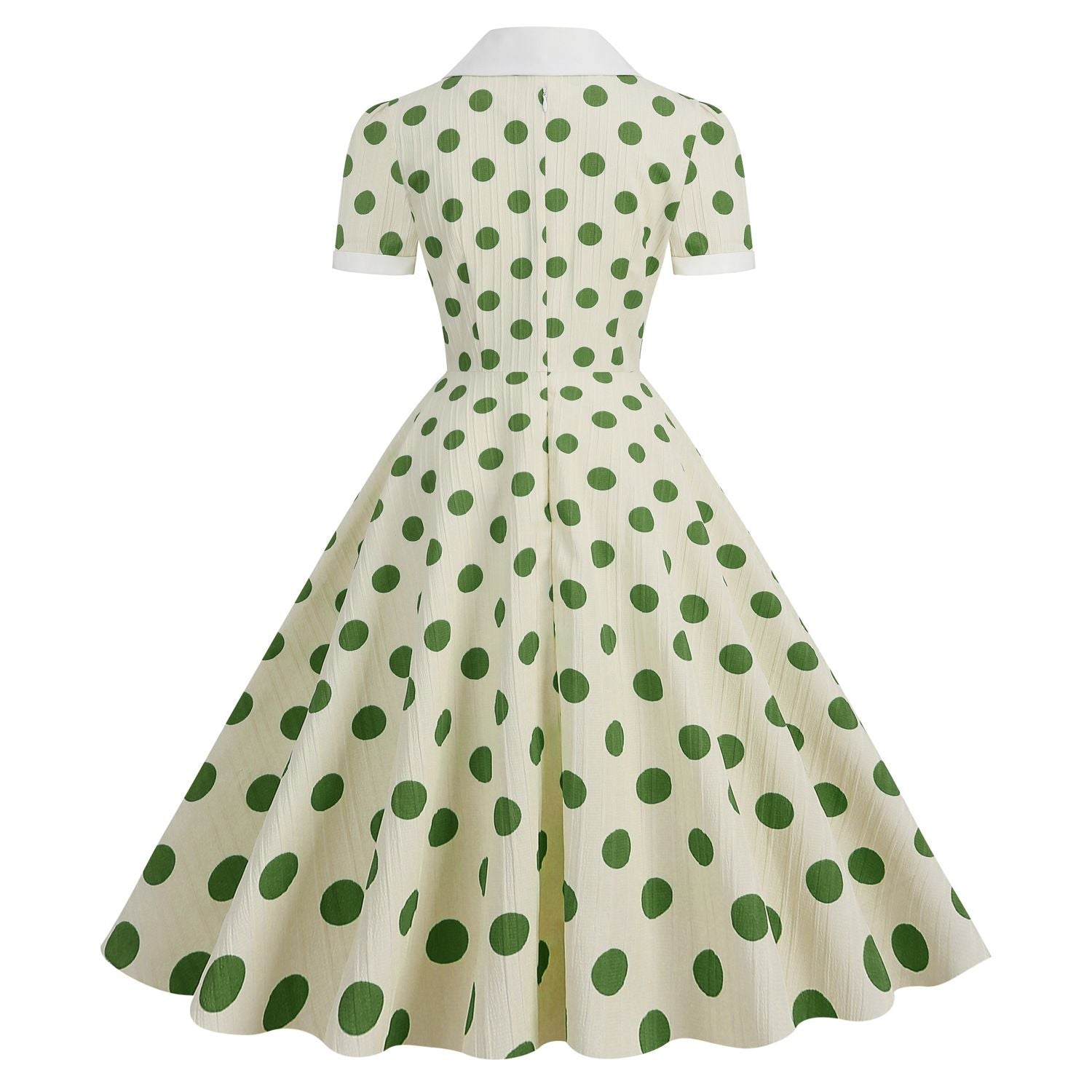 Women 50s Vintage Dresses Green Polka Dot Dress Audrey Hepburn Swing Dress
