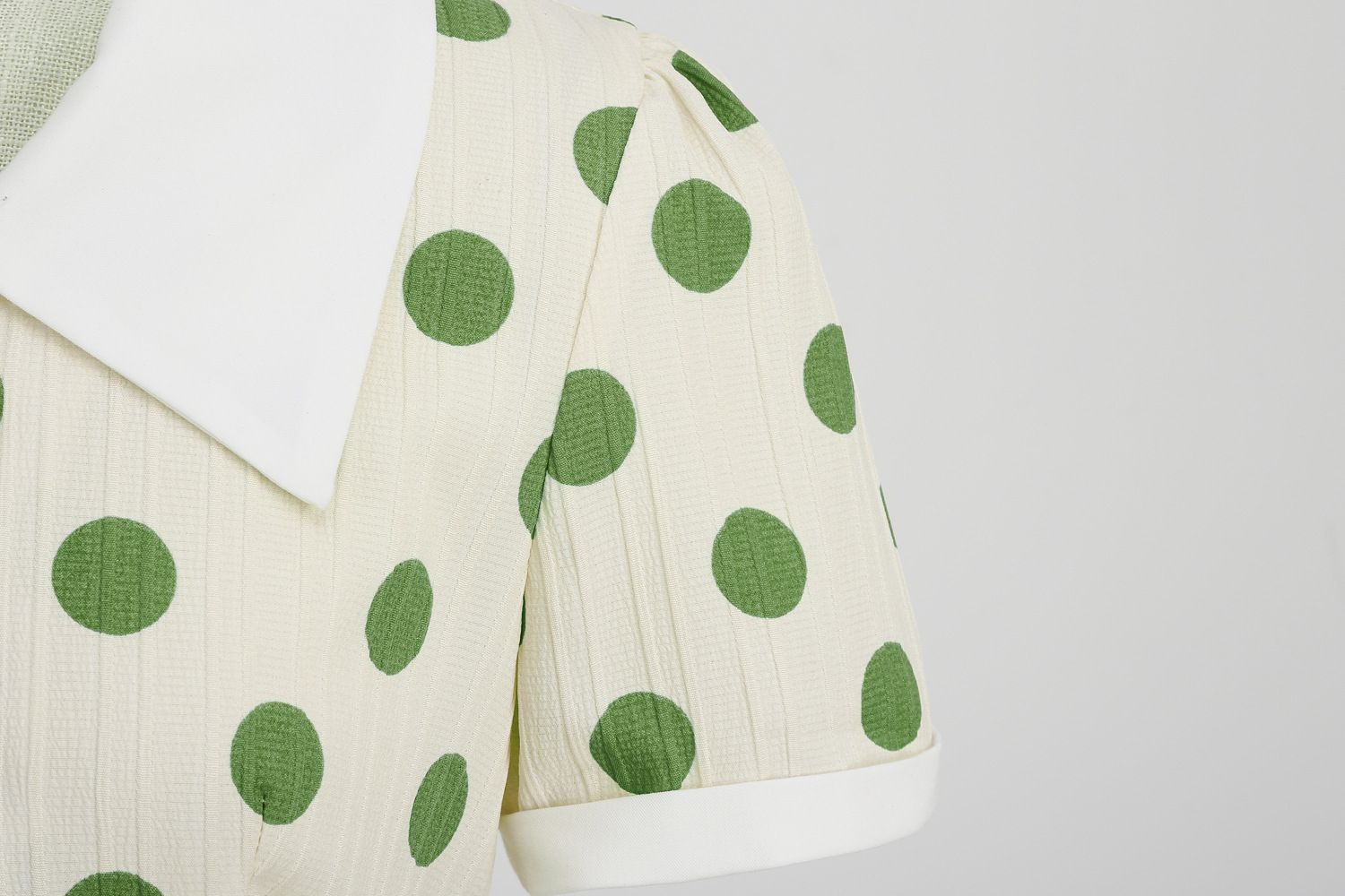Women 50s Vintage Dresses Green Polka Dot Dress Audrey Hepburn Swing Dress