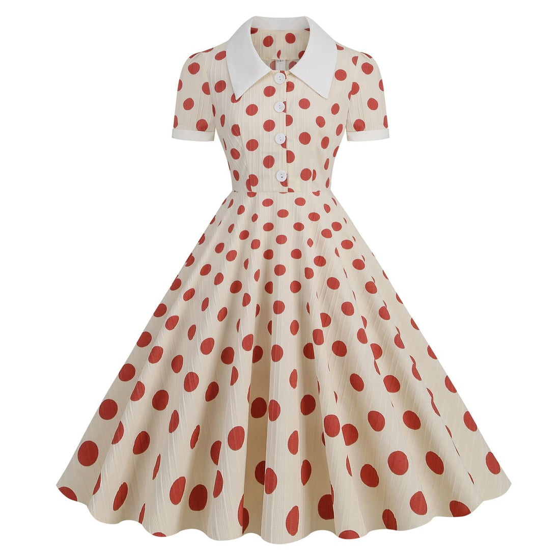 Women 50s Vintage Dresses Red Polka Dot Dress Audrey Hepburn Swing Dress
