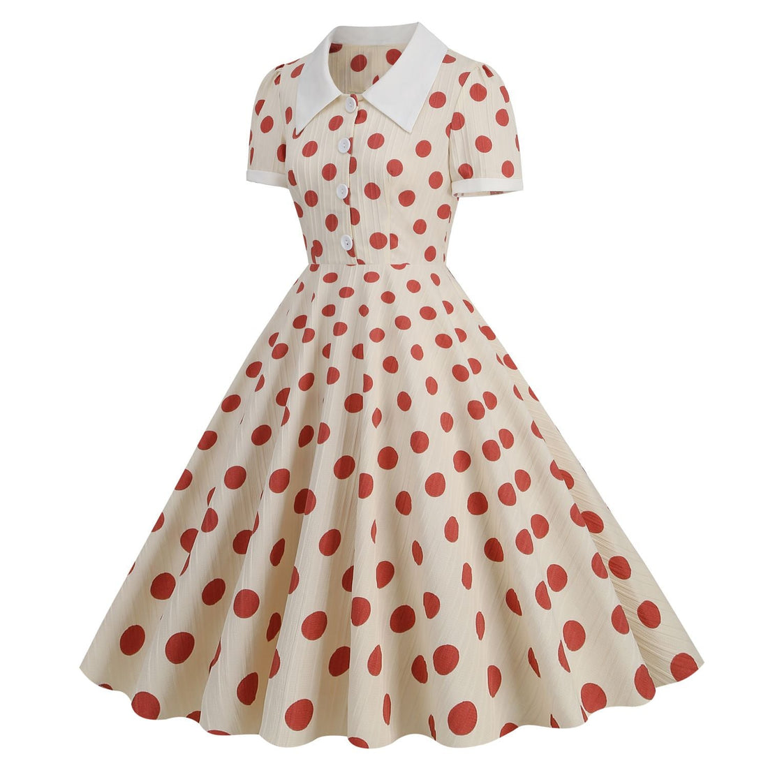 Women 50s Vintage Dresses Red Polka Dot Dress Audrey Hepburn Swing Dress