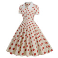 Women 50s Vintage Dresses Red Polka Dot Dress Audrey Hepburn Swing Dress
