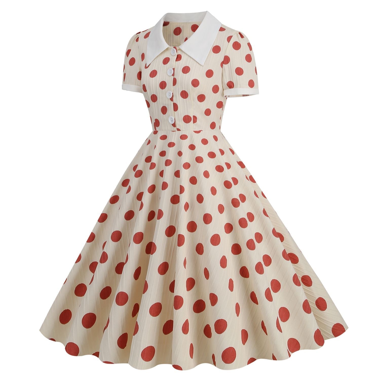 Women 50s Vintage Dresses Red Polka Dot Dress Audrey Hepburn Swing Dress