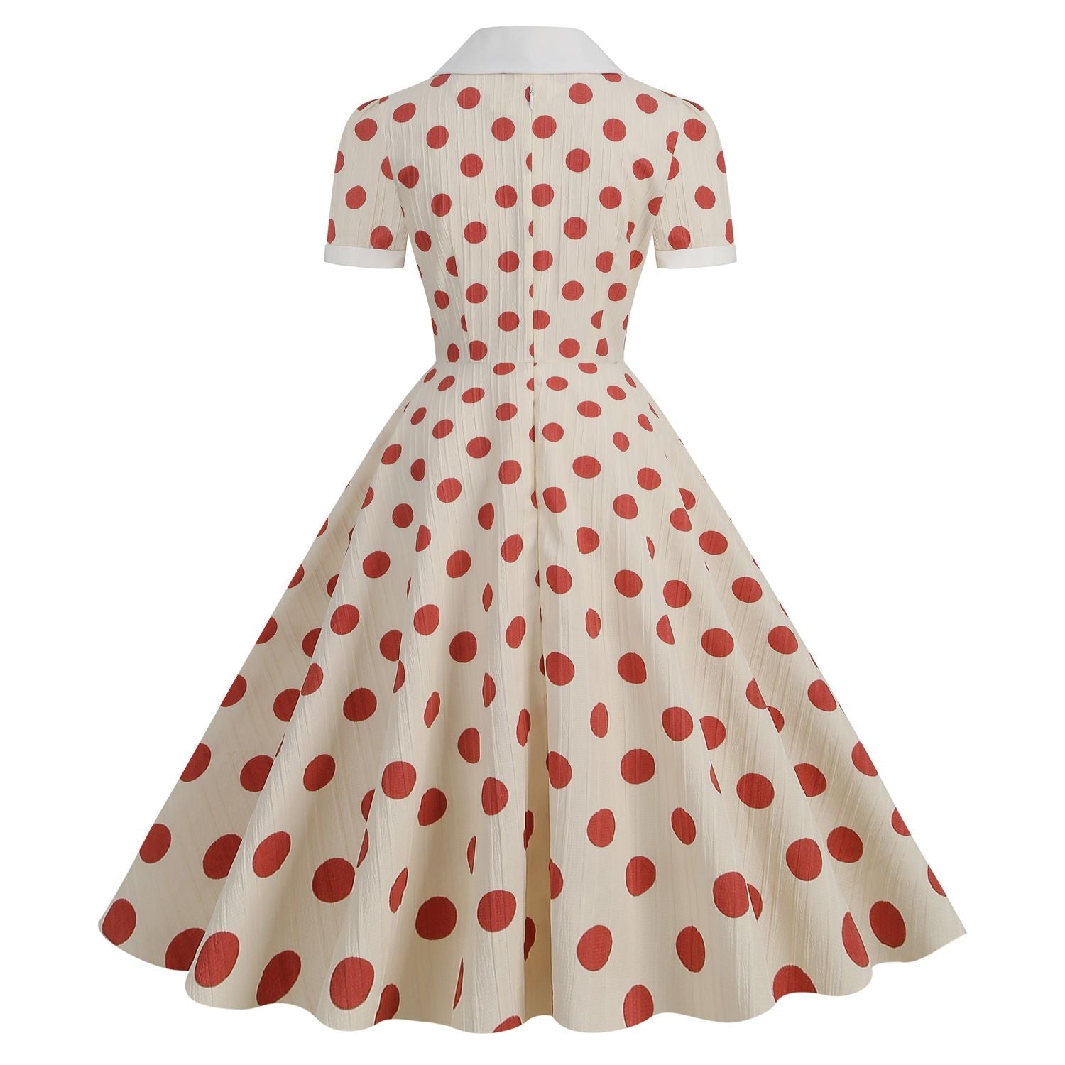 Women 50s Vintage Dresses Red Polka Dot Dress Audrey Hepburn Swing Dress