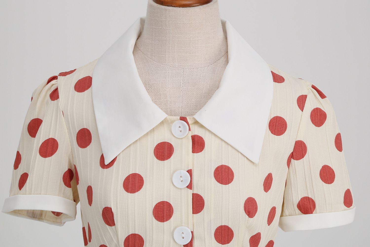 Women 50s Vintage Dresses Red Polka Dot Dress Audrey Hepburn Swing Dress