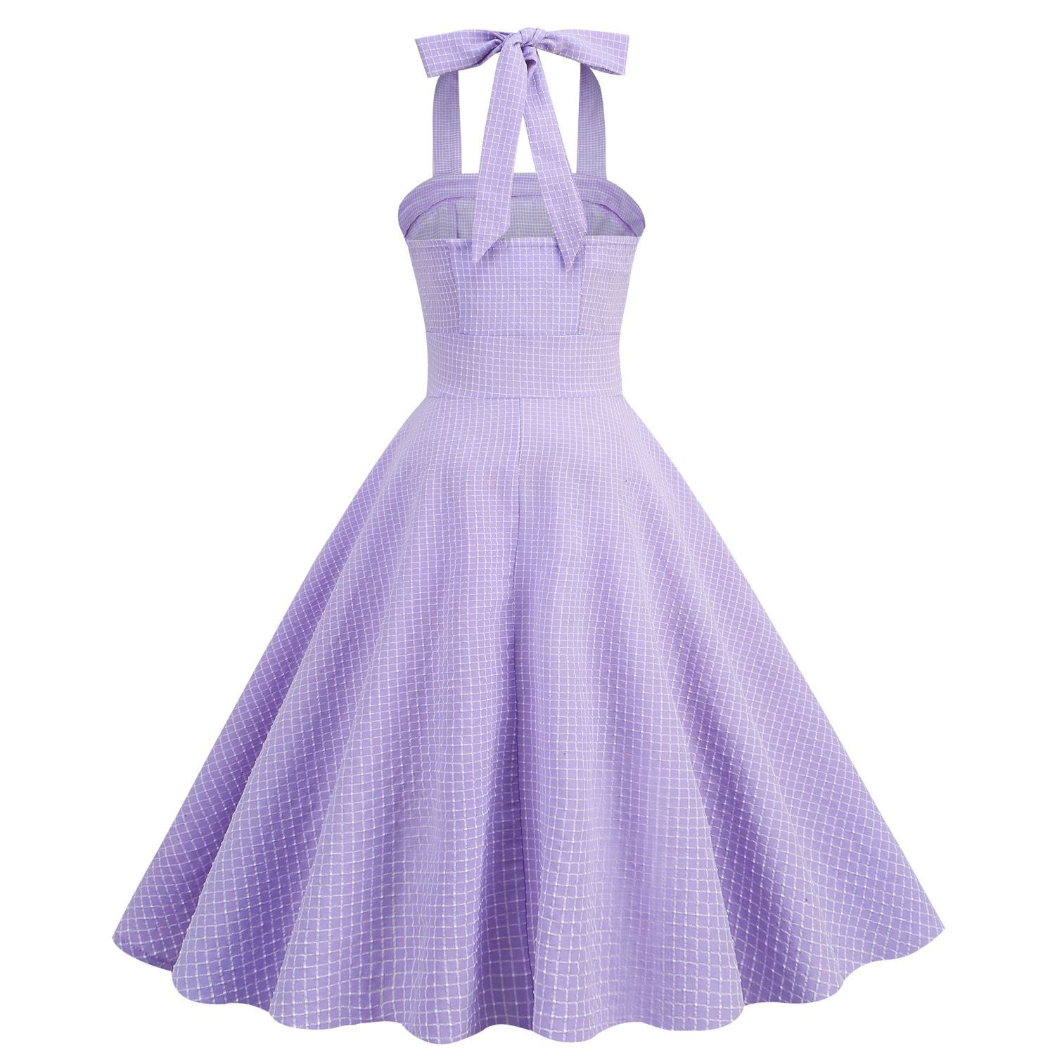 Women 50s Vintage Halter Cocktail Dress Rockabilly Audrey Hepburn Pink Dress Purple