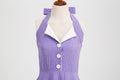 Women 50s Vintage Polka Dot Halter Cocktail Swing Dress Buttons Dress Purple