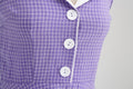 Women 50s Vintage Polka Dot Halter Cocktail Swing Dress Buttons Dress Purple