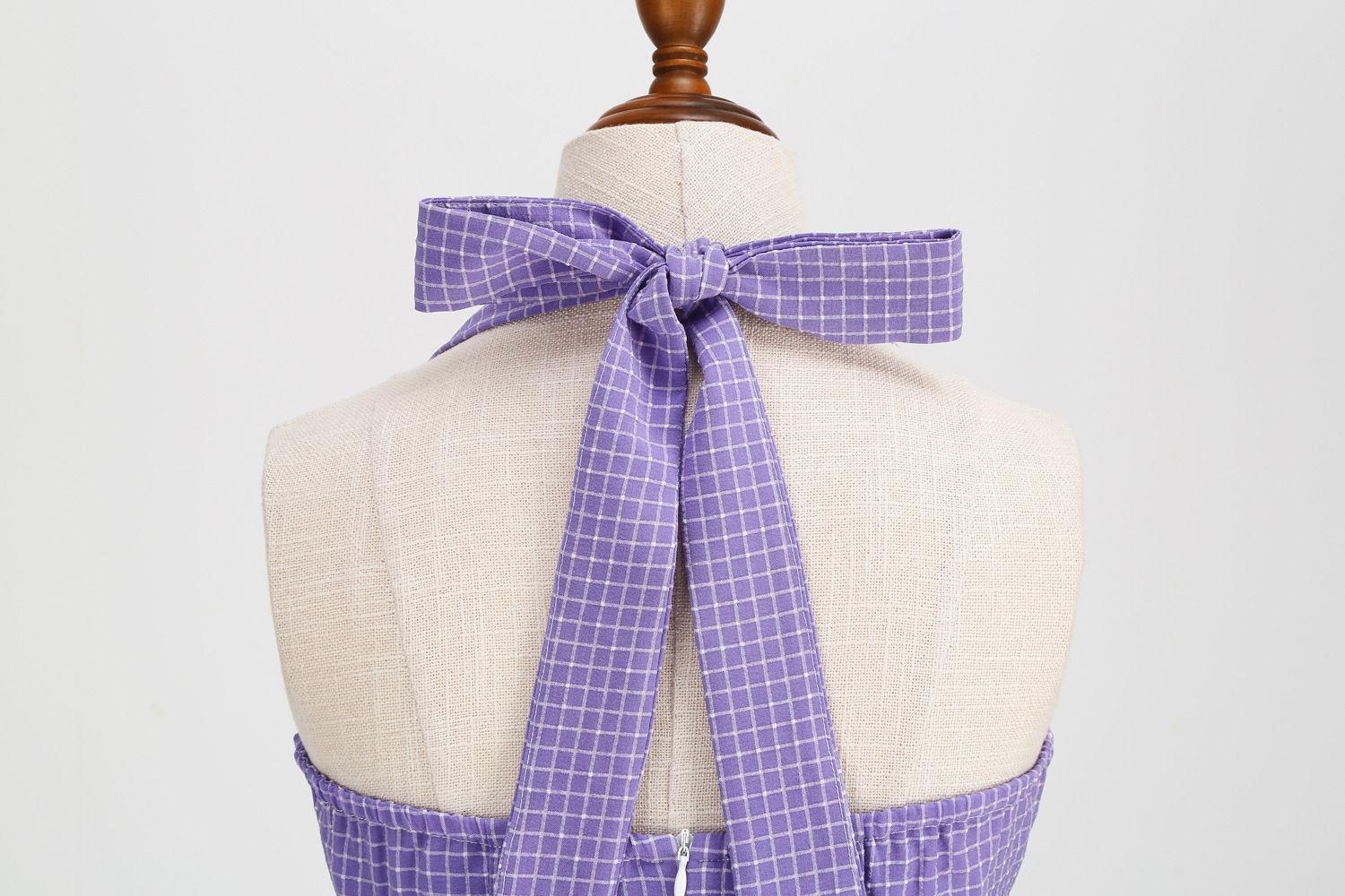 Women 50s Vintage Polka Dot Halter Cocktail Swing Dress Buttons Dress Purple