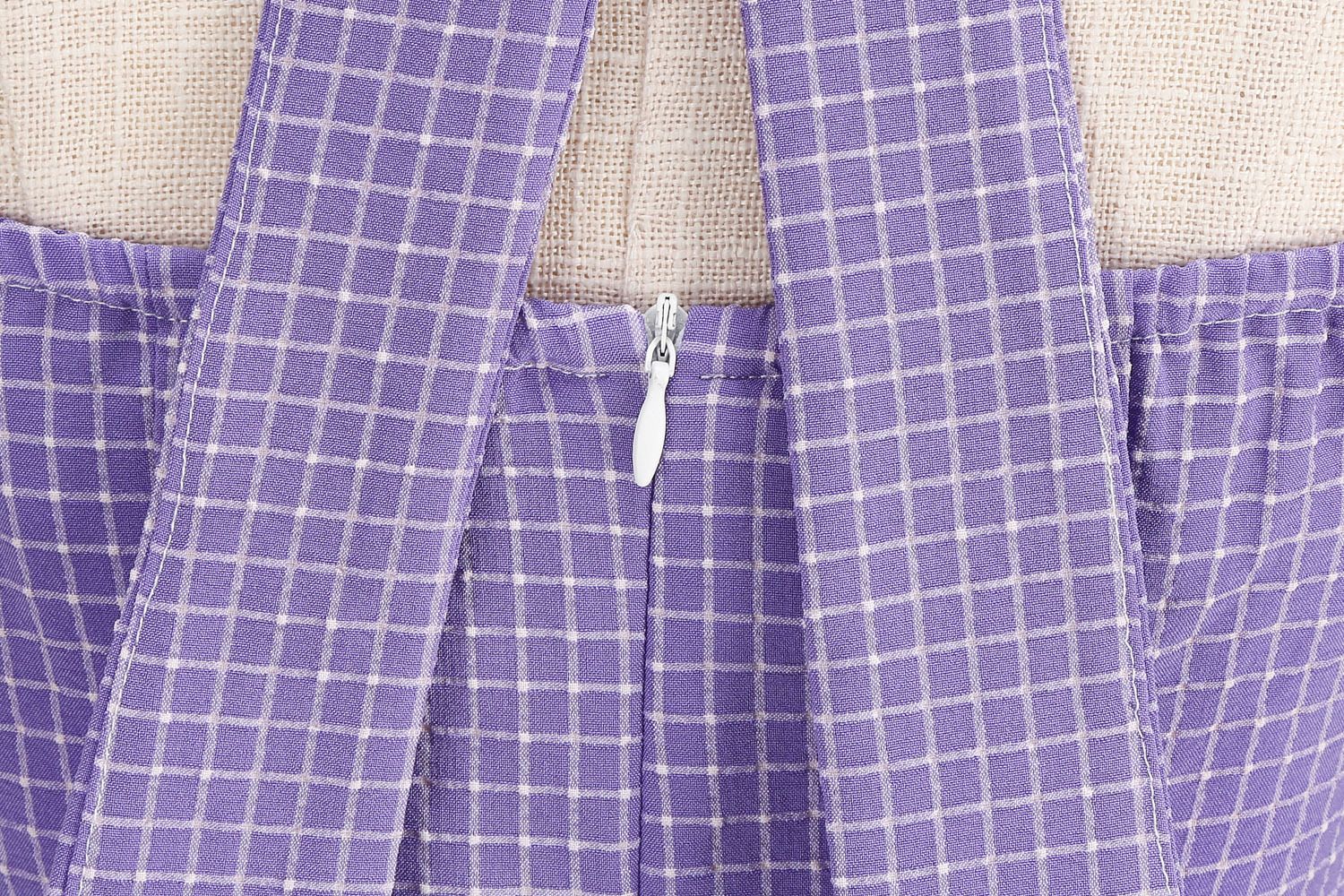 Women 50s Vintage Polka Dot Halter Cocktail Swing Dress Buttons Dress Purple
